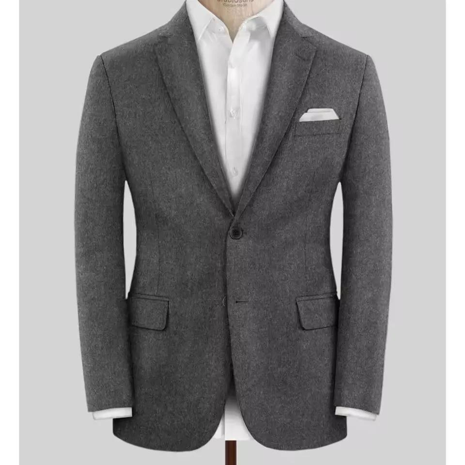 Blazer en laine pour hommes, simple boutonnage, coupe cintrée, veste de costume élégante, décontractée, élégante, confortable, manteau formel pour hommes, extérieur en Tweed