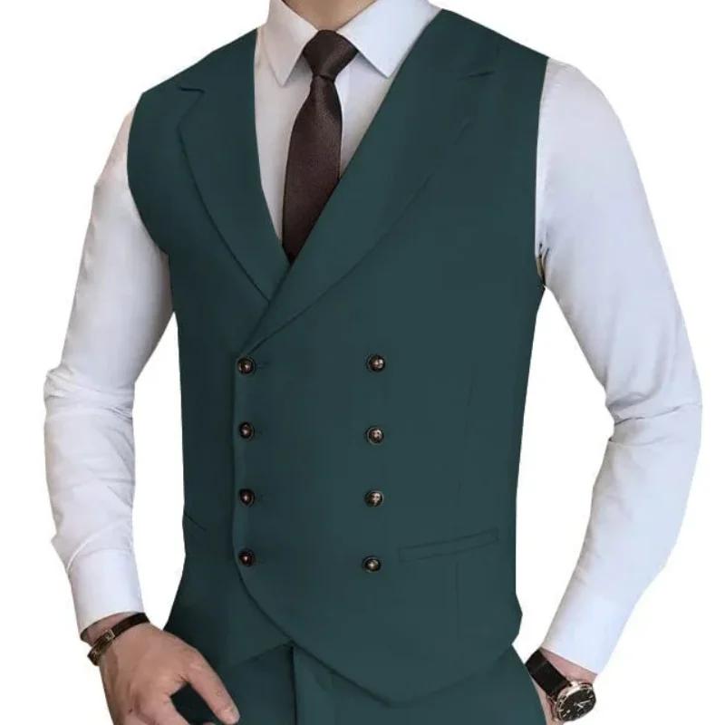 Hommes gilet Champagne solide Double bouton