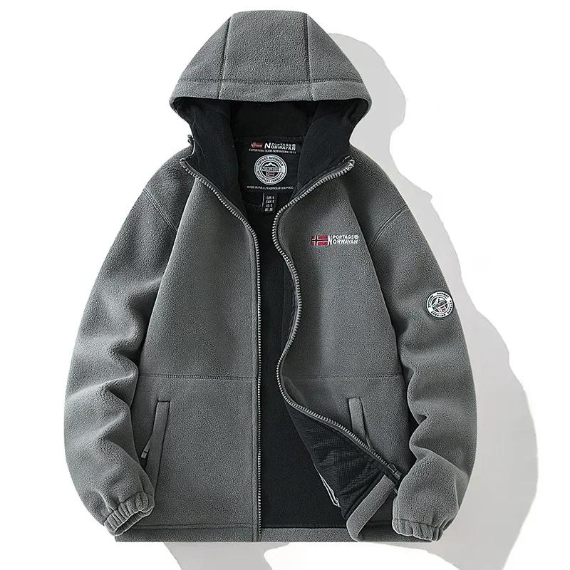Veste d'hiver épaisse en polaire Double couche pour hommes