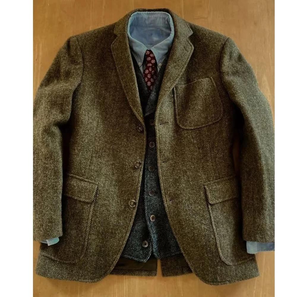 Blazer en tweed à chevrons pour homme