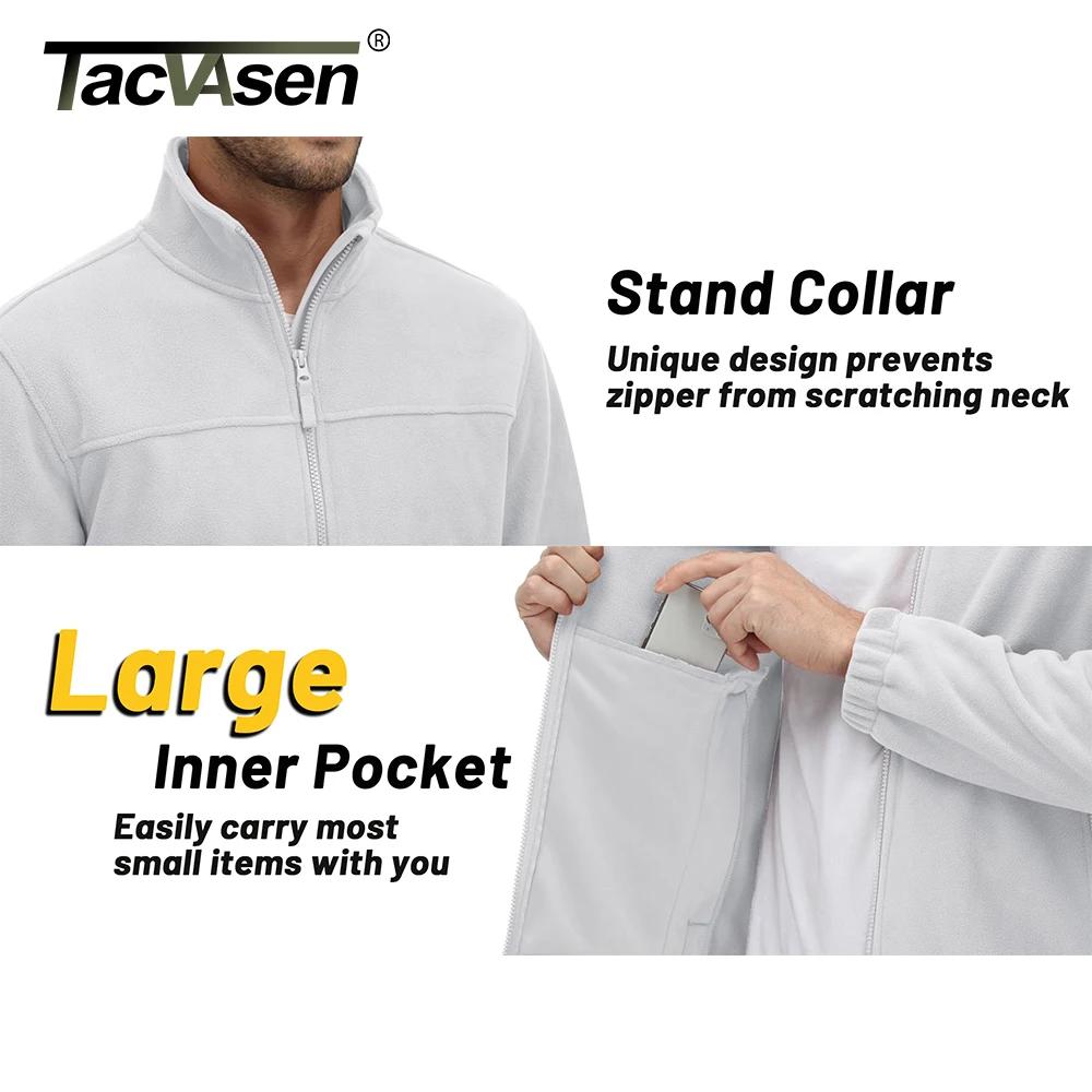 TACVASEN hommes chaleur polaire veste col montant pleine fermeture éclair coupe-vent manteau randonnée travail en plein
