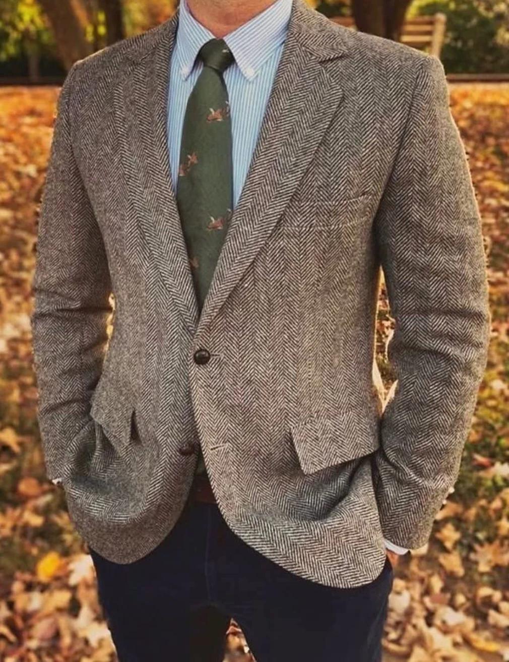 Blazer décontracté à chevrons pour hommes