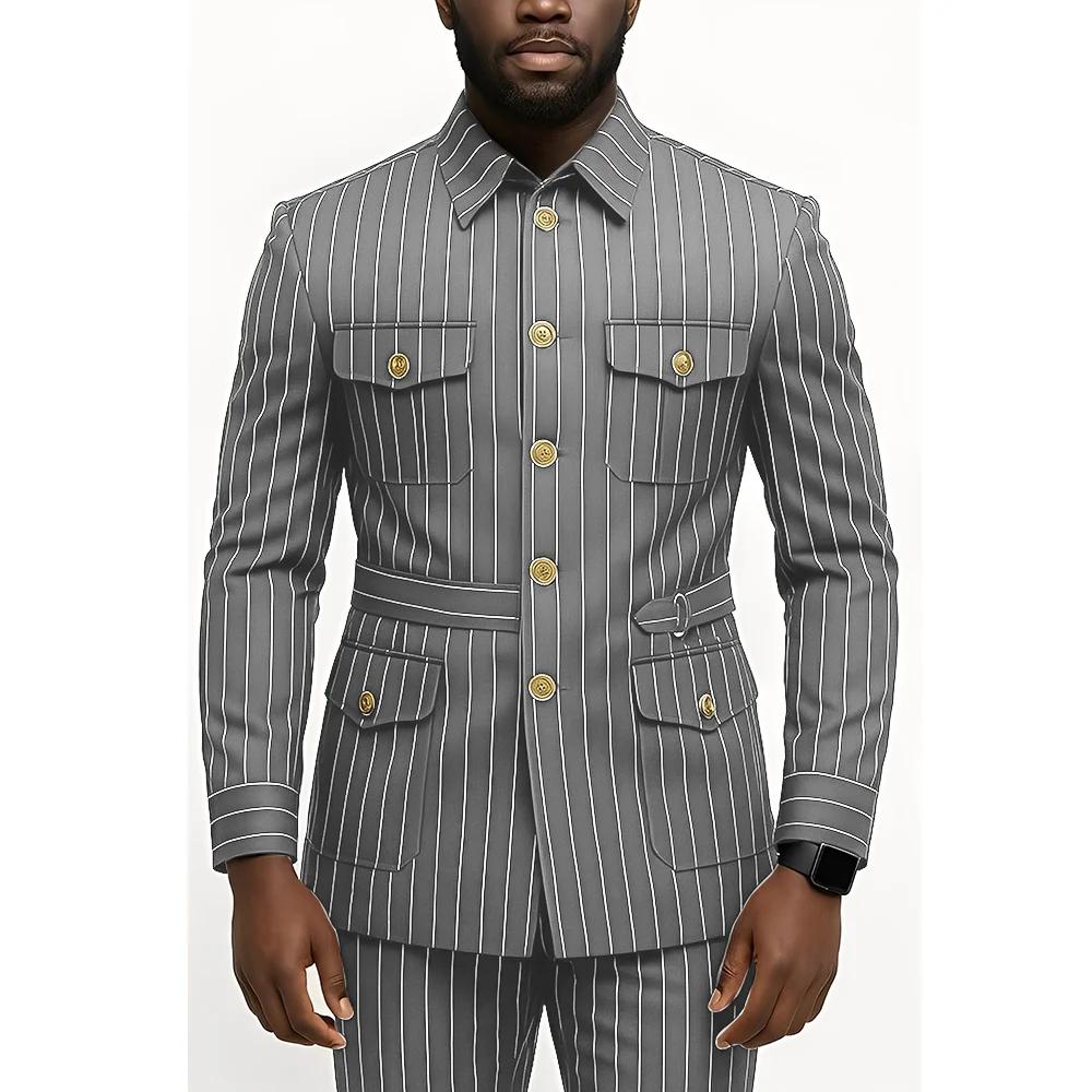 Costume 2 pièces rayé pour hommes