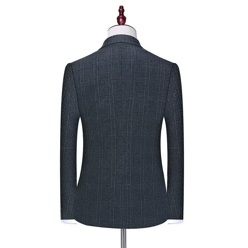 Costume en lin (Blazer + Gilet + Pantalon) pour homme – Style britannique
