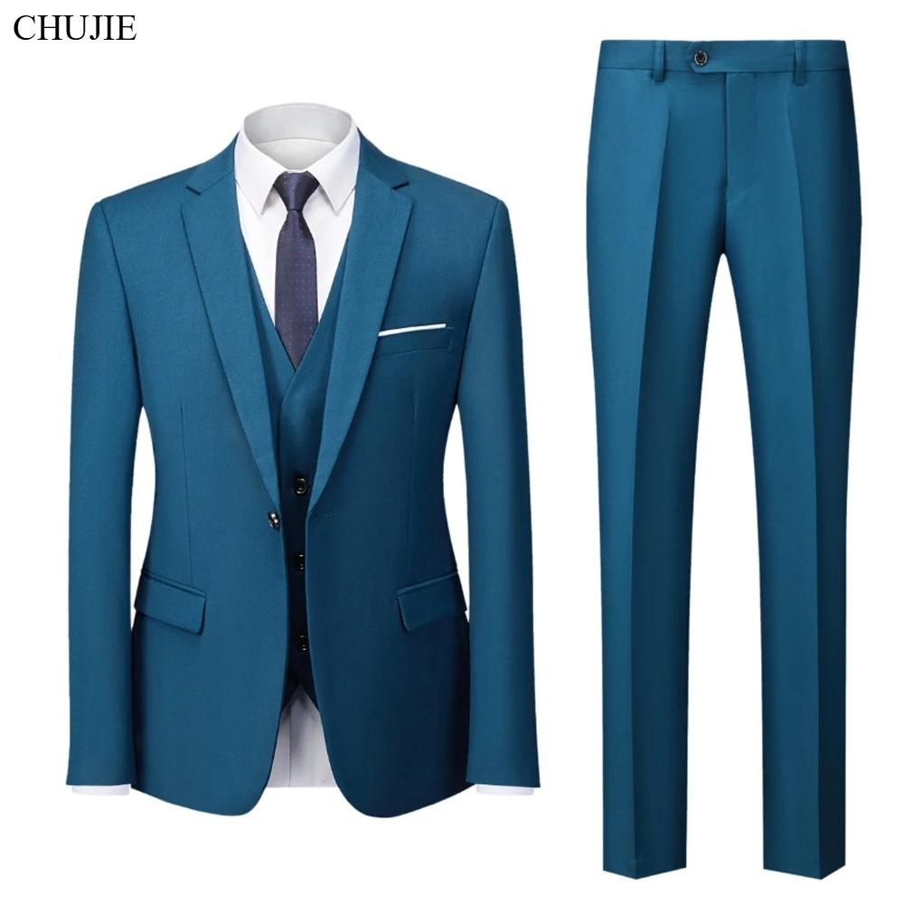 Costumes pour hommes 3 pièces ensemble élégant mariage mode classique vestes complètes gilet pantalon Blazers tenue 2025 Costume formel