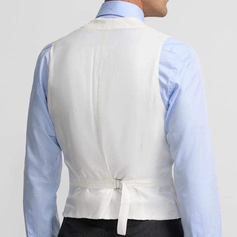 Hommes gilet ivoire avec revers Double bouton solide