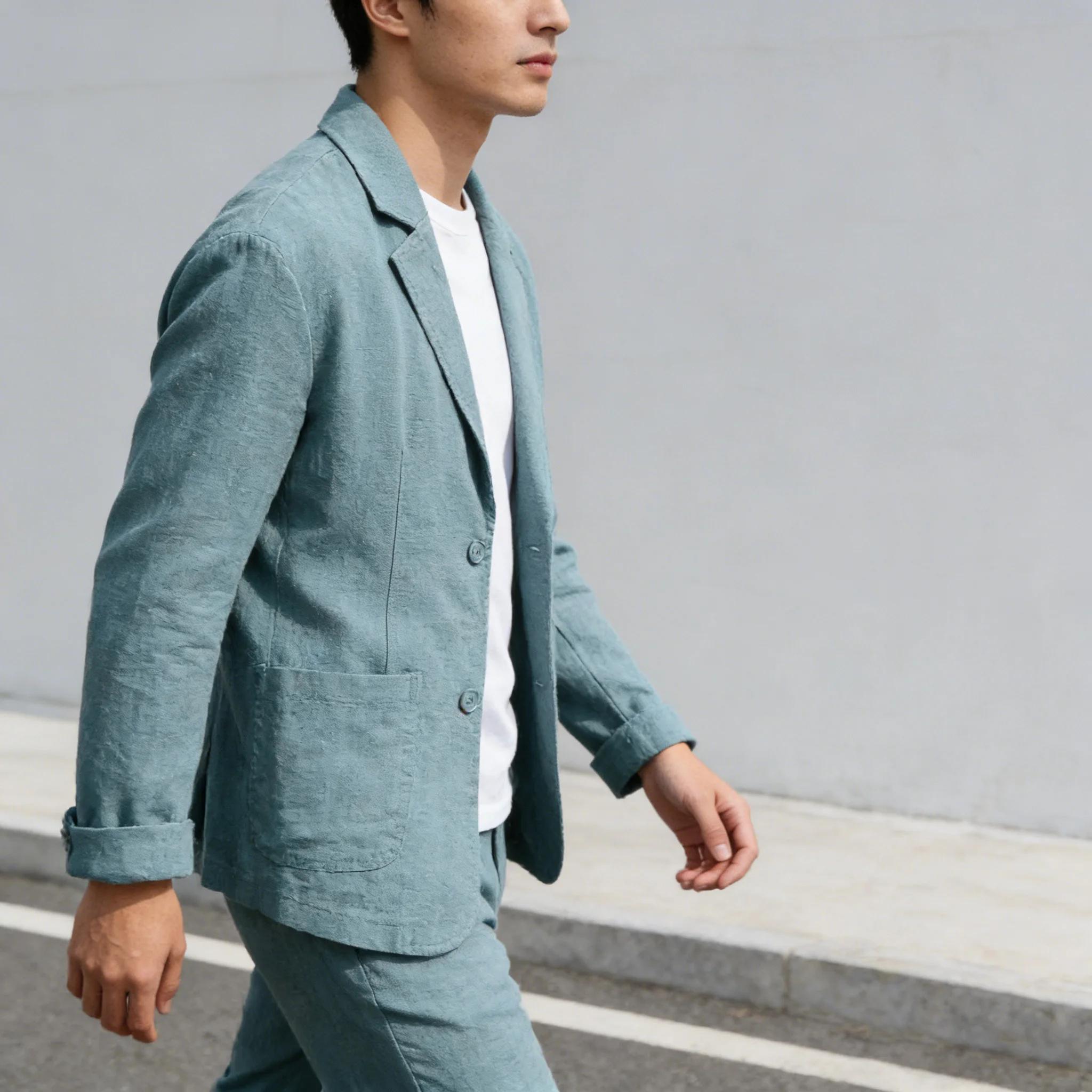 Blazer en coton et lin pour homme