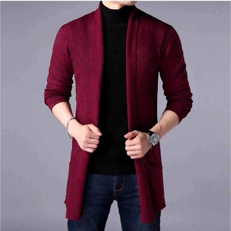 Cardigan long en tricot pour homme 2026