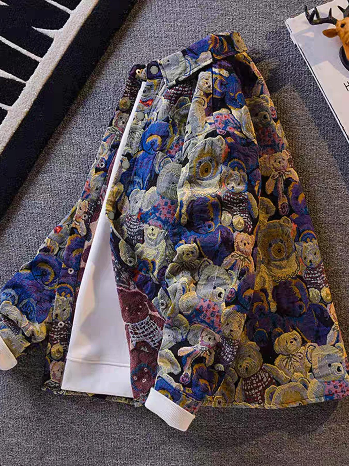 Veste Teddy Bear à imprimé intégral de style High Street pour hommes