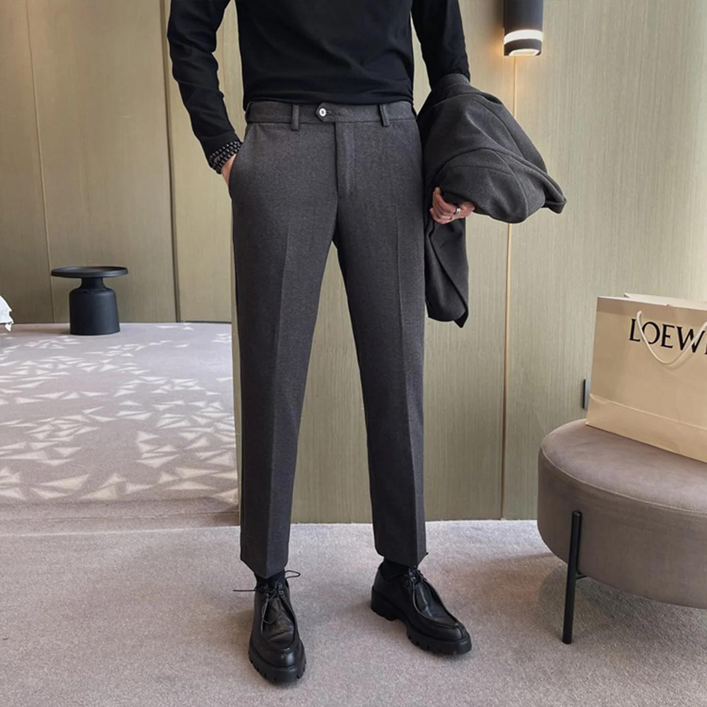 Nouveau pantalon de costume en laine pour hommes