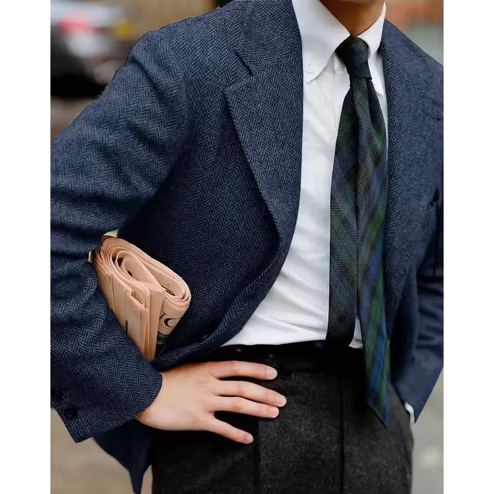 Veste de costume à chevrons pour hommes