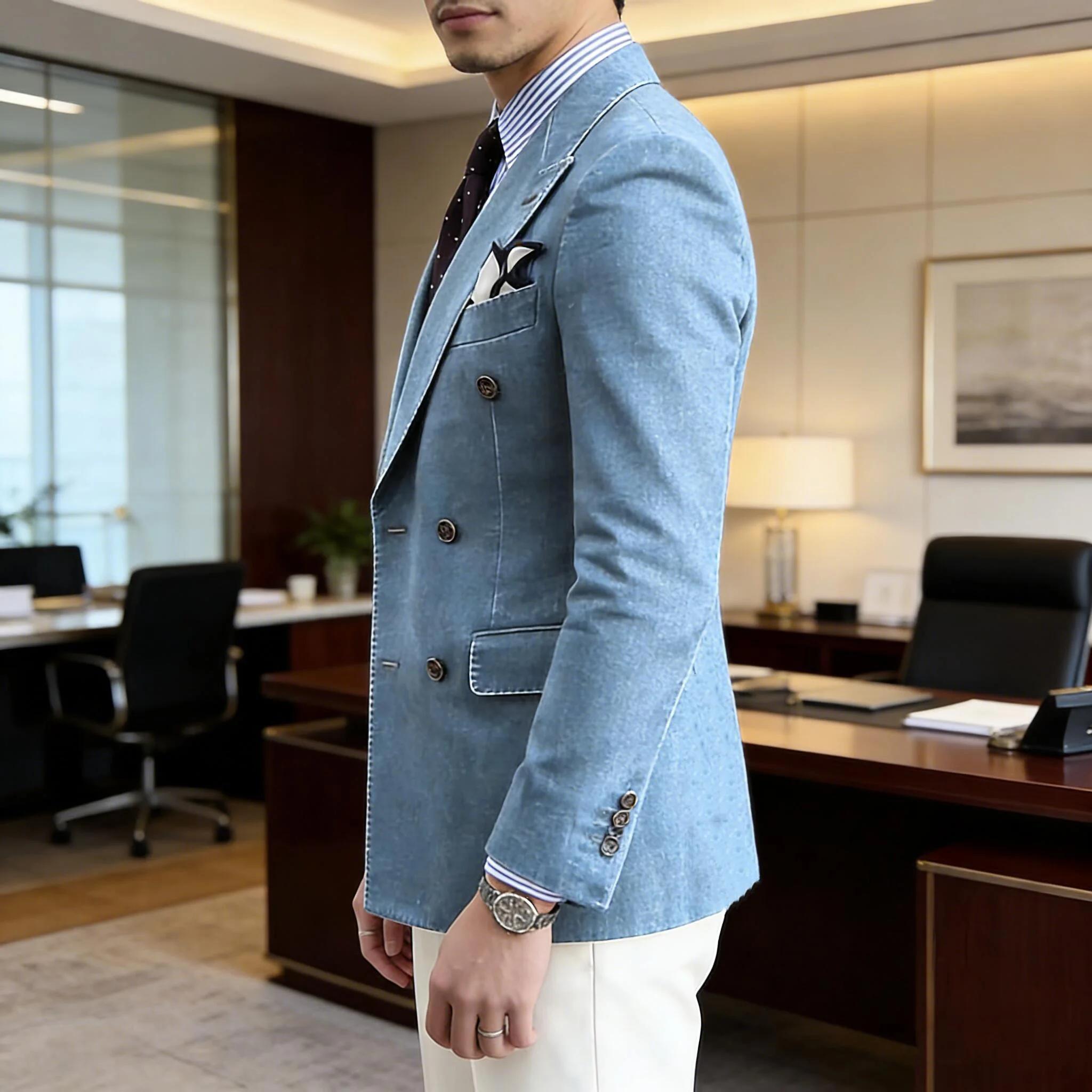 Blazer en jean rétro pour homme