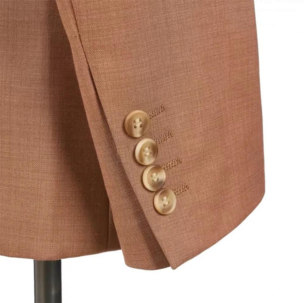 Costumes Safari Sur Mesure pour Hommes Veste à Col Carré Casual Pantalon Costume Formel Affaires Officiel Vêtement