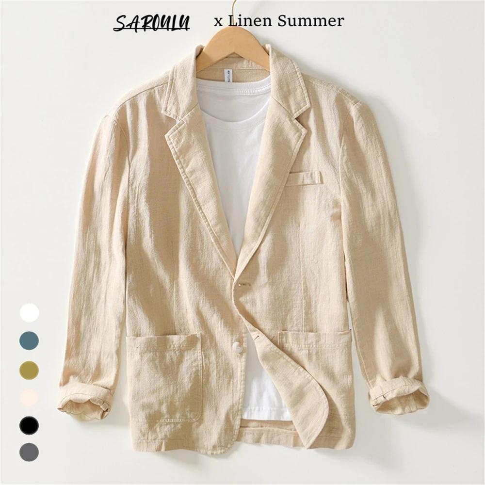Veste de costume en lin pour hommes