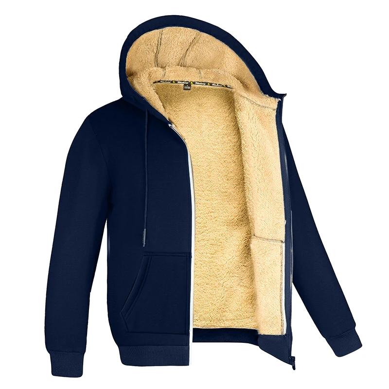 Hommes hiver laine d'agneau fermeture éclair veste en coton