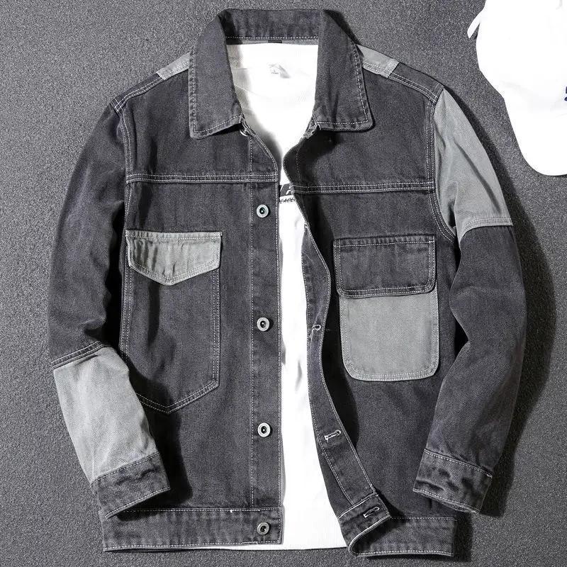 Veste en jean à épaules larges pour hommes