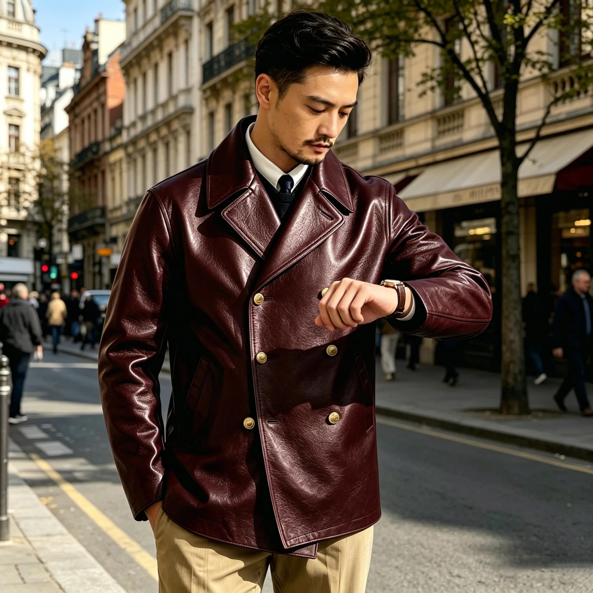 Blazer en cuir de luxe pour homme