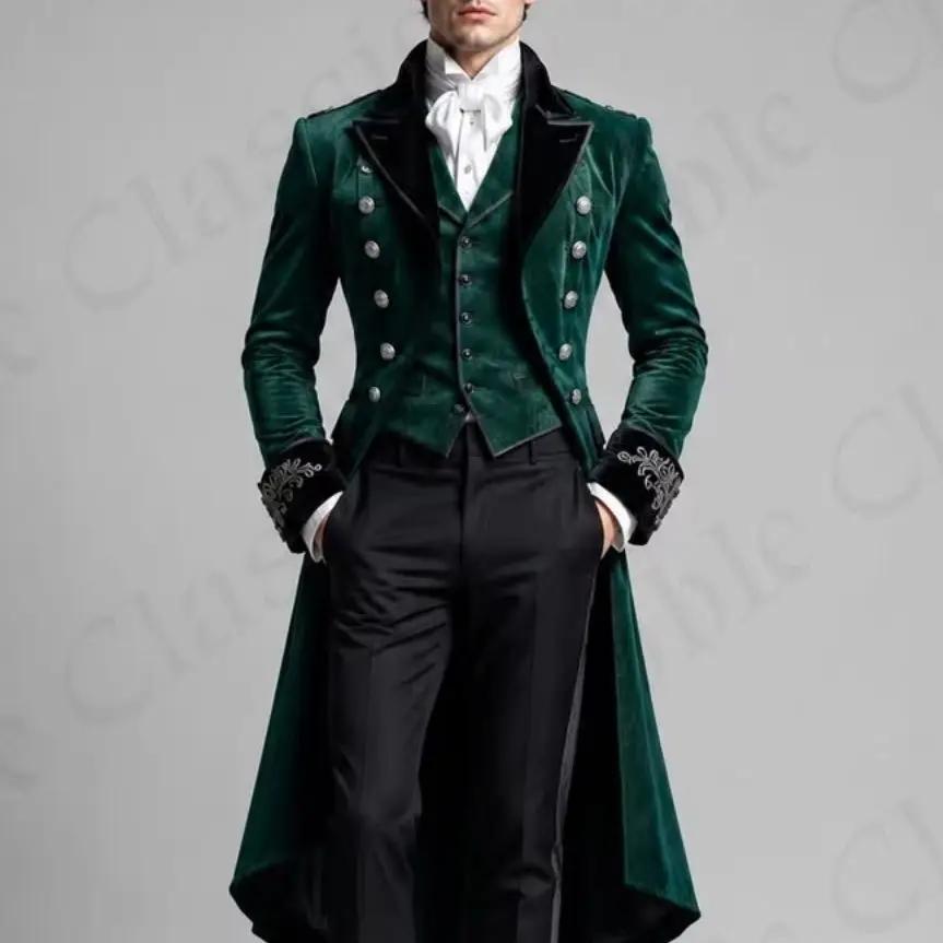 Veste de smoking homme en velours vert foncé