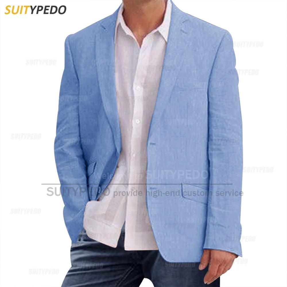 Blazers en lin bleu pour hommes