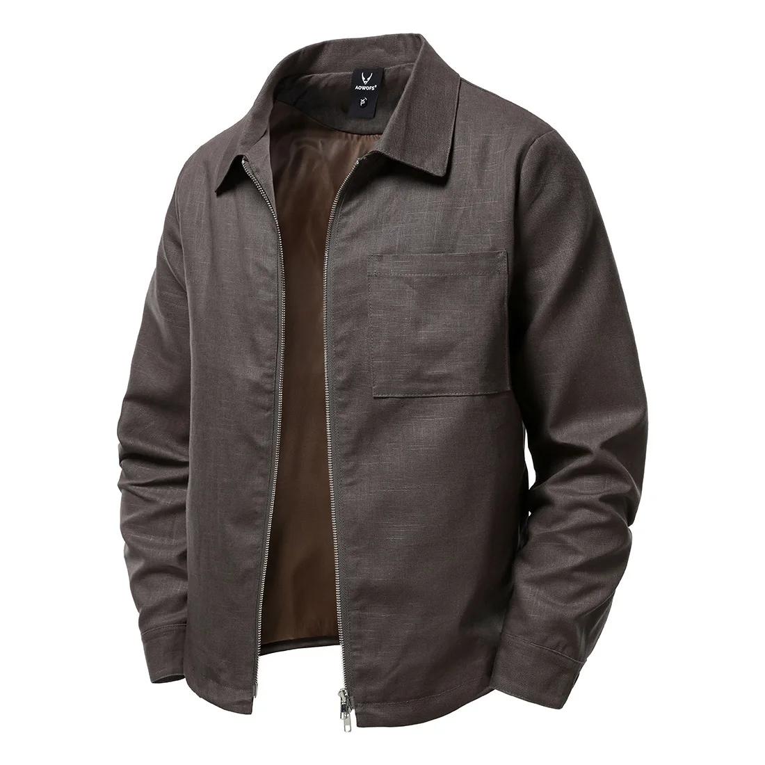 Veste en lin hommes Cargo manteau col rabattu Sport tendance mode pardessus affaires quotidien mâle