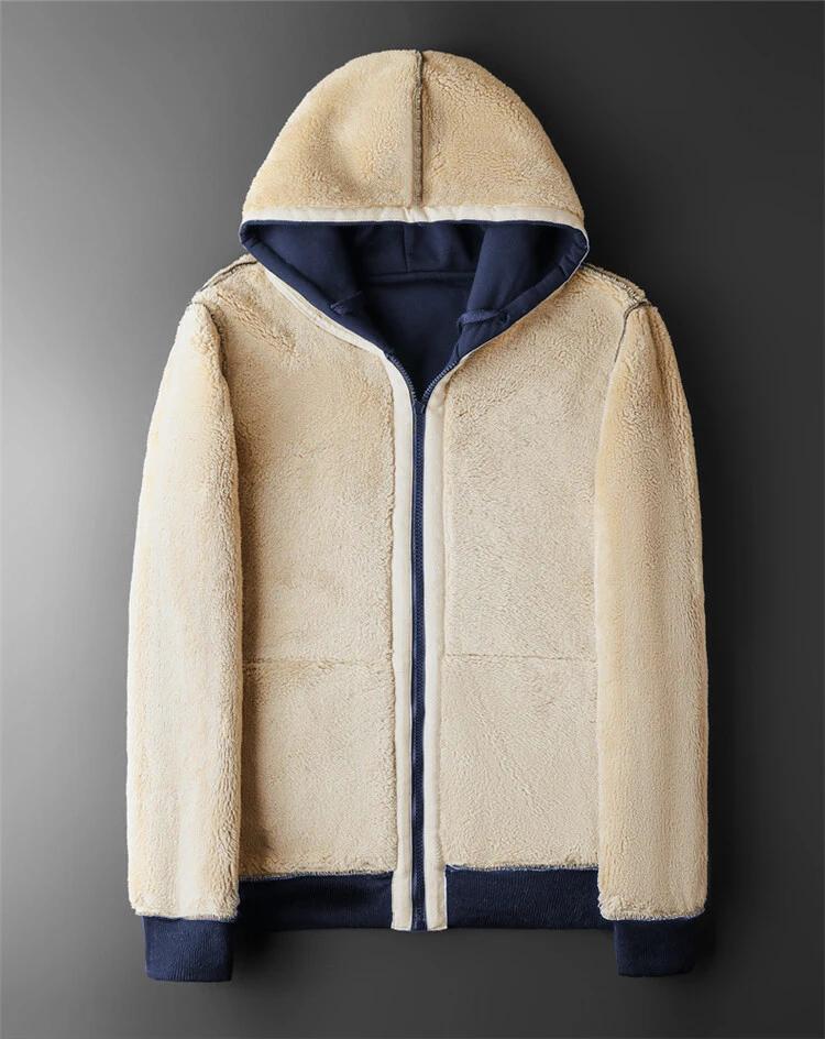 Hommes hiver laine d'agneau fermeture éclair veste en coton