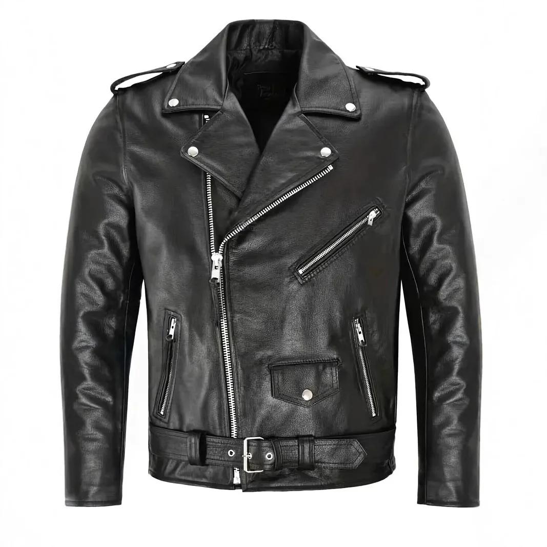 Veste en cuir décontractée pour hommes
