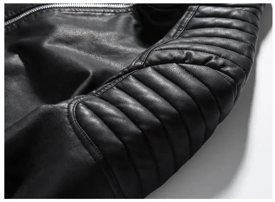 Blousons en cuir PU slim pour hommes
