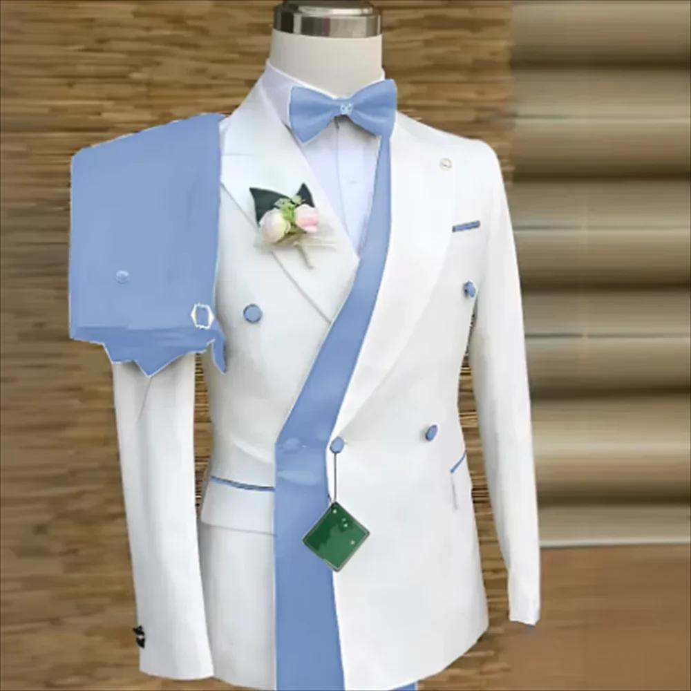 Costumes pour hommes Double boutonnage mariage marié formel affaires Blazer avec pantalon