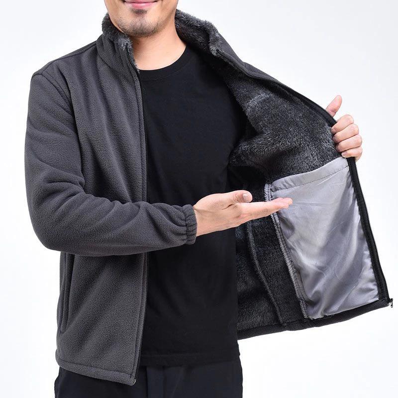 Manteau cardigan en velours à col montant pour hommes
