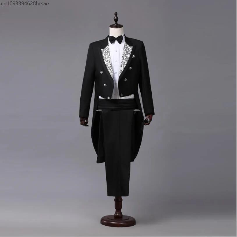 Manteau queue à revers noir et blanc pour hommes