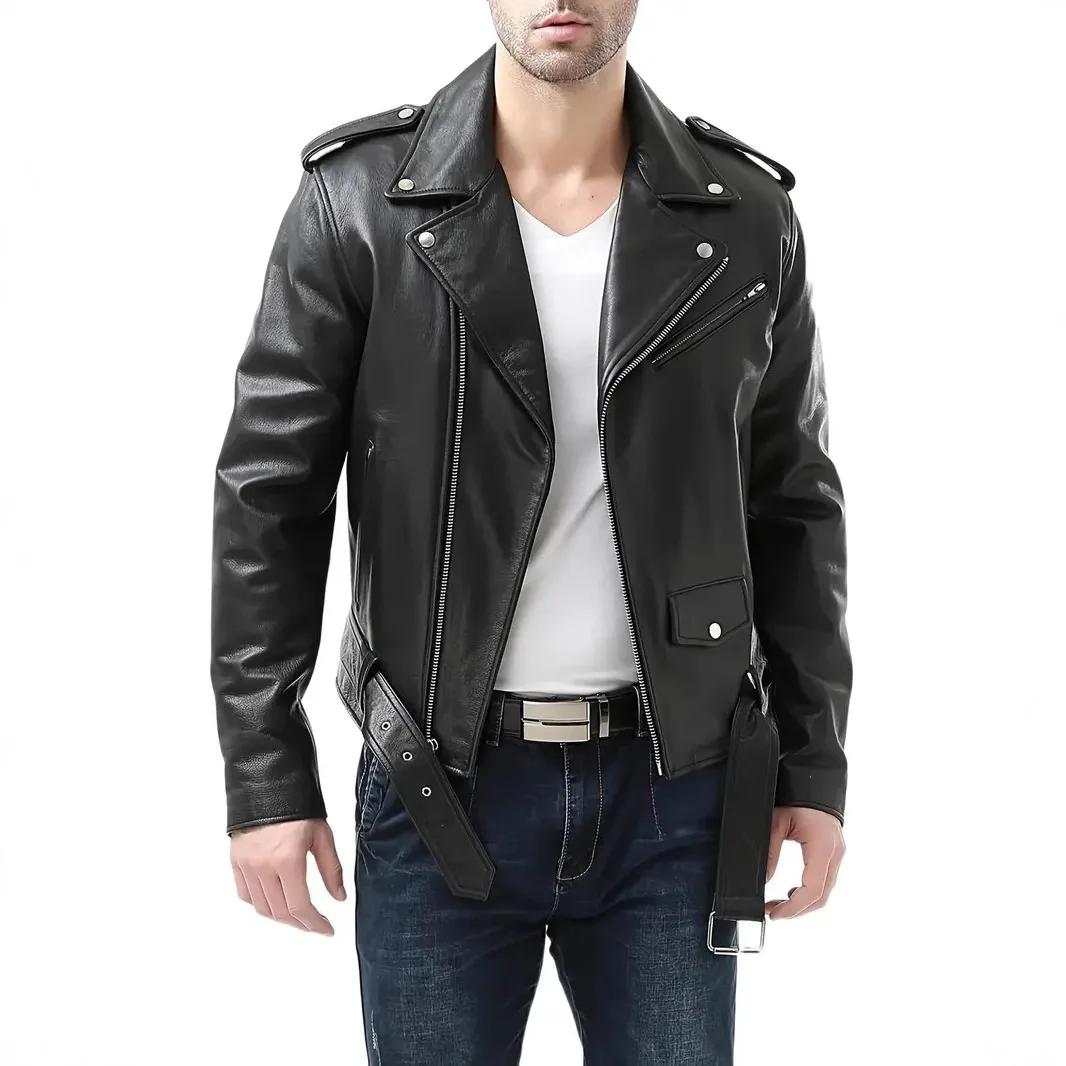 Veste en cuir décontractée pour hommes