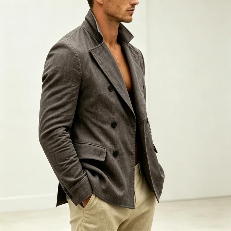 Blazer croisé en lin pour homme