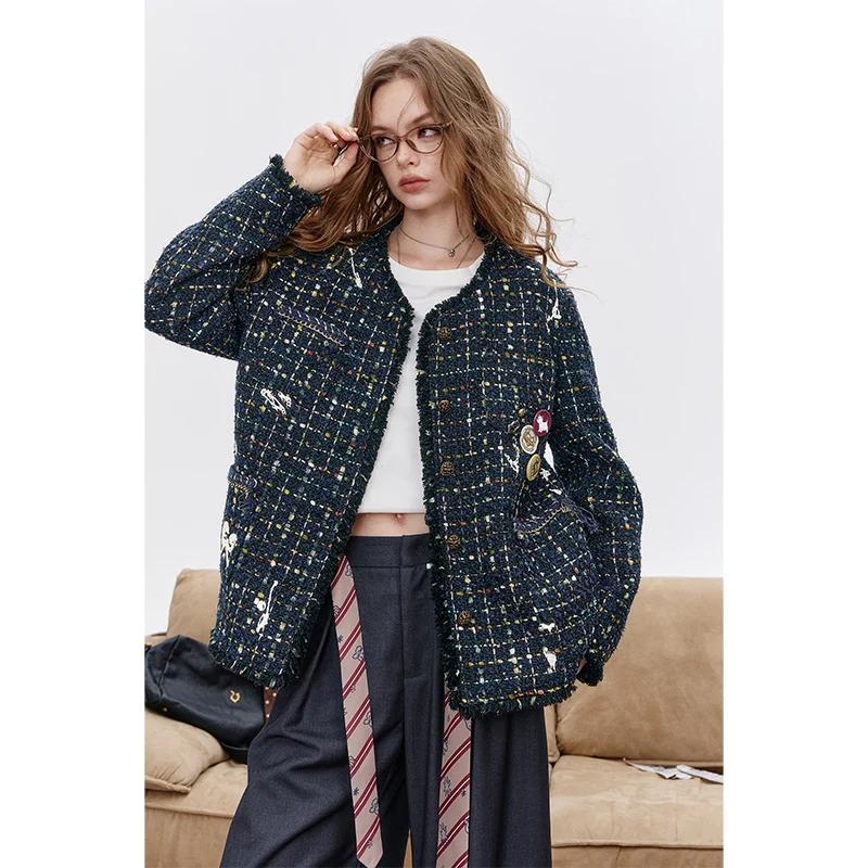 Veste de style preppy ELFSACK avec un élégant tweed français