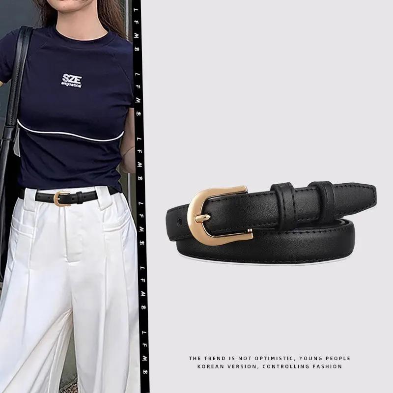 Ceinture d'été marron avec détails raffinés pour pantalon western