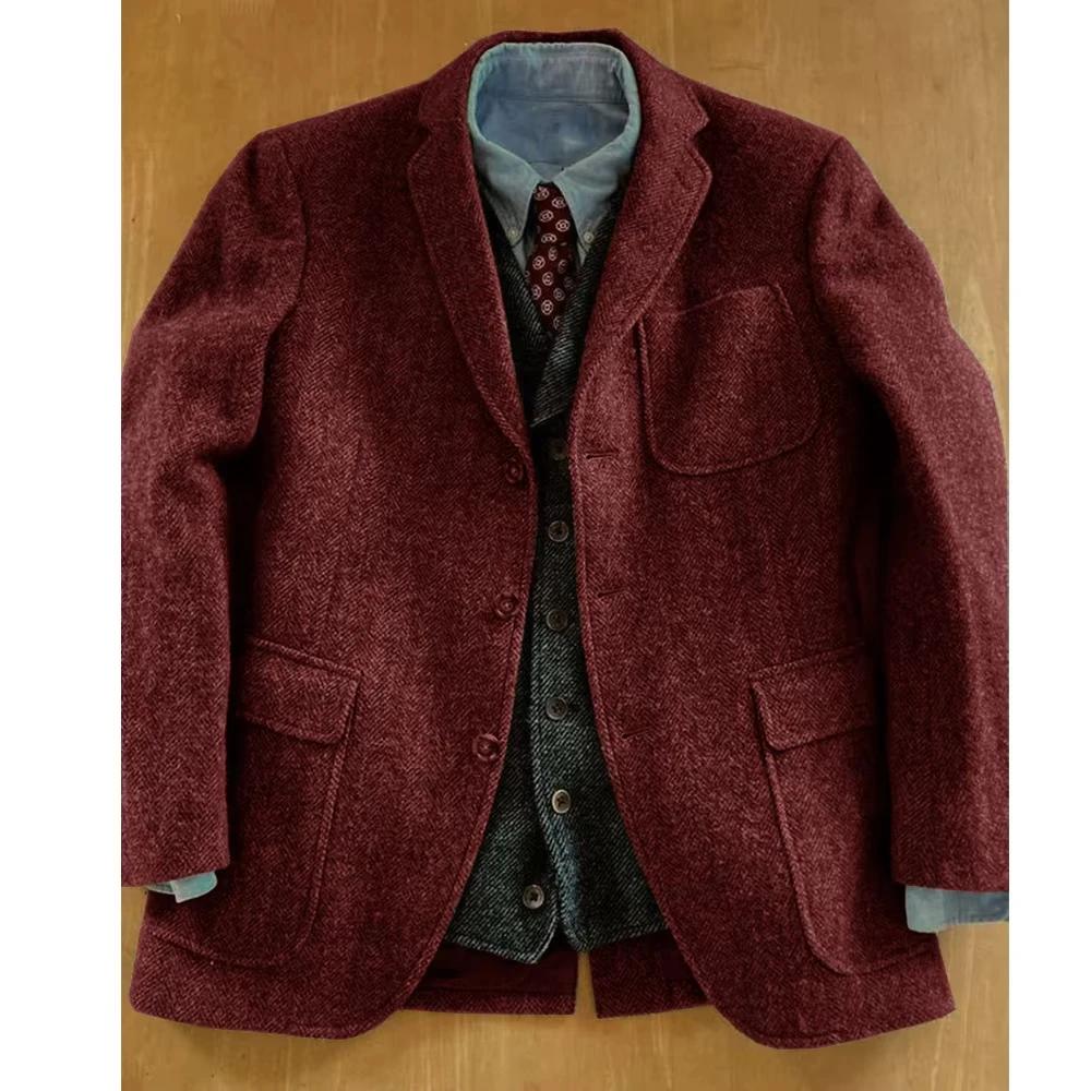 Blazer en tweed à chevrons pour homme