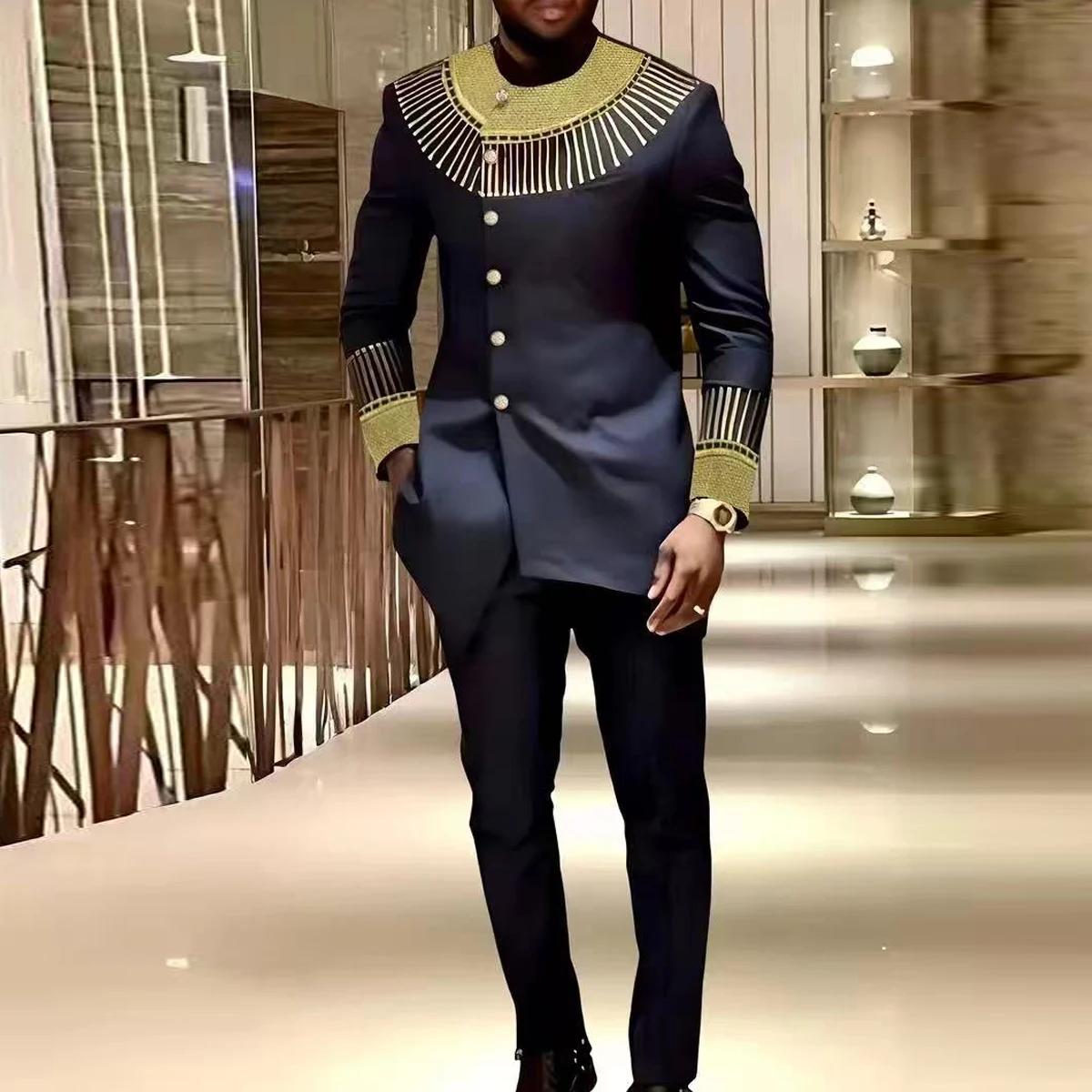Costumes Kaunda de mariage blancs pour hommes