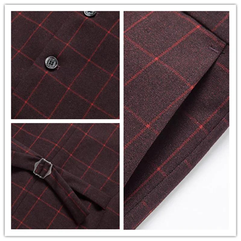 Costume (Blazer + gilet + pantalon) homme Style italien mode affaires élégant Gentleman Plaid mince décontracté