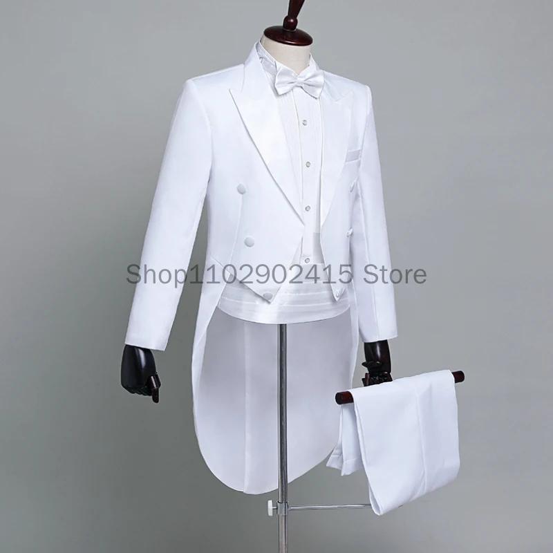 Manteau de queue de revers noir brillant classique pour hommes