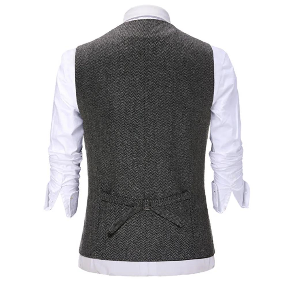 Gilet de costume homme col en V élégant à col en V chevrons pour smoking et mariages