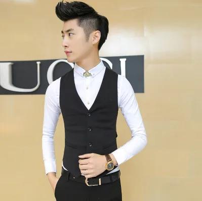 Gilet de costume noir décontracté pour hommes
