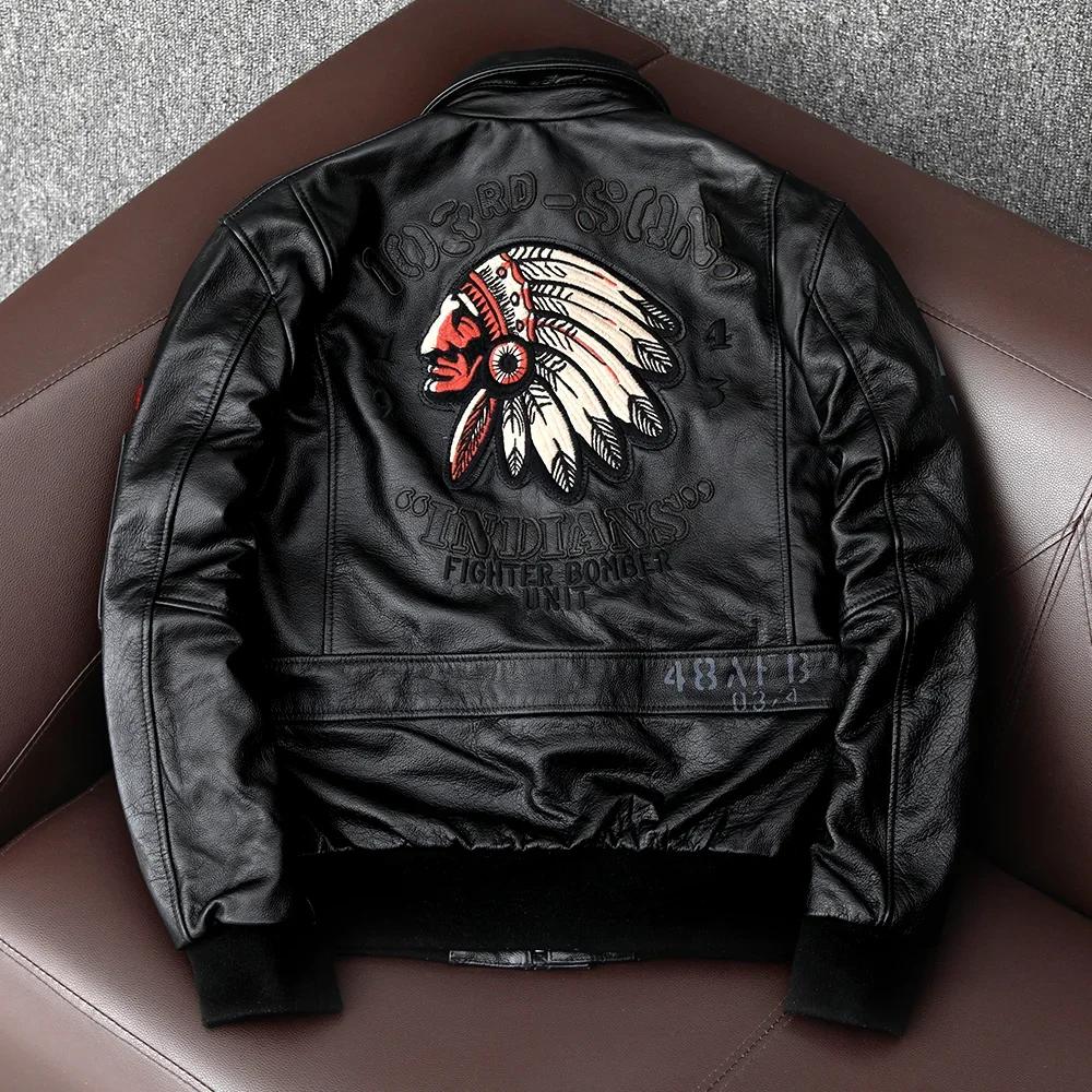Blouson aviateur en cuir véritable pour homme