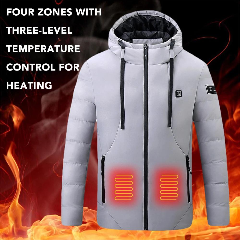 4 zones vestes chauffantes pour hommes Sports de plein air intelligent USB charge chauffage vêtements d'extérieur hiver électrique thermique chaud coton veste