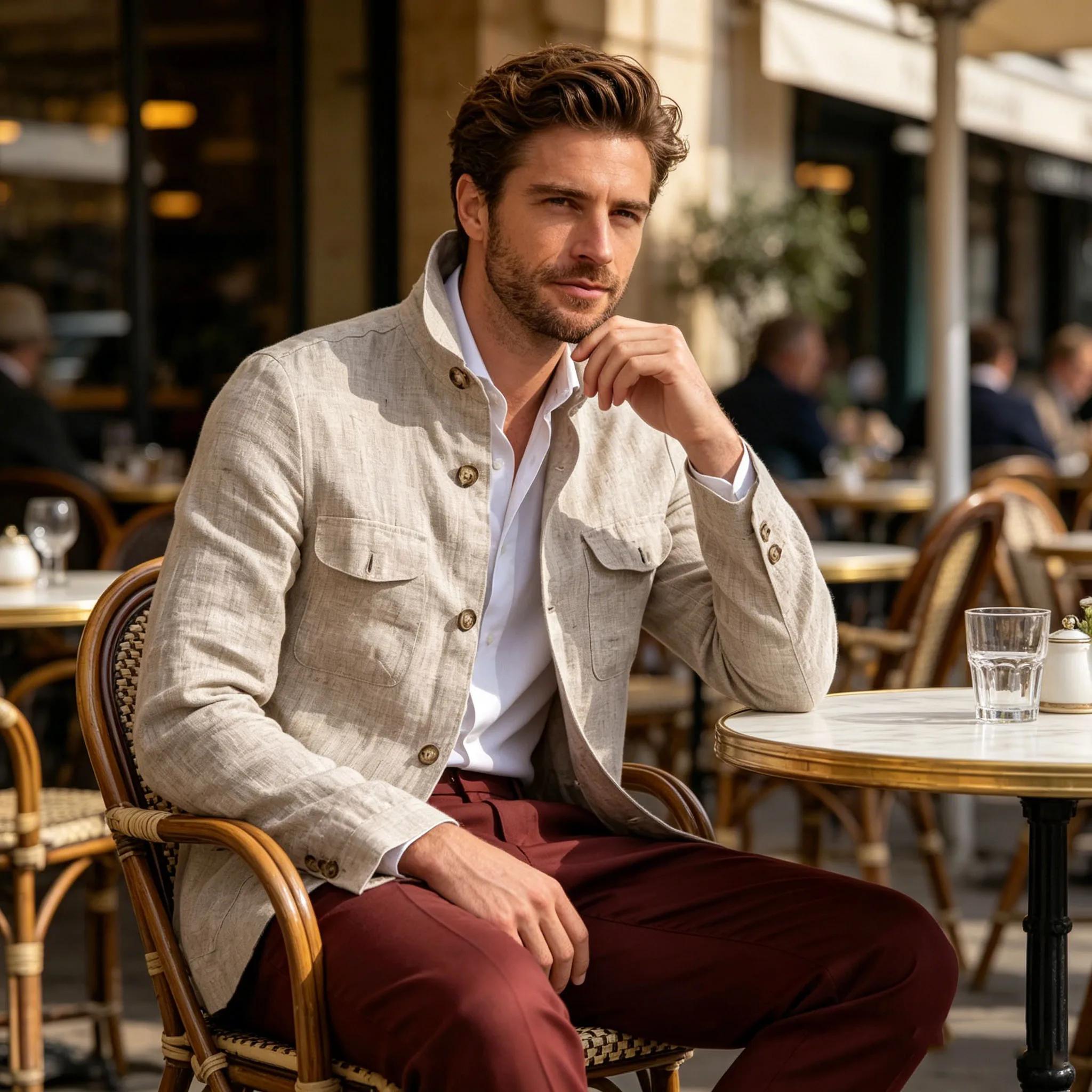 Veste Safari en Lin pour Homme