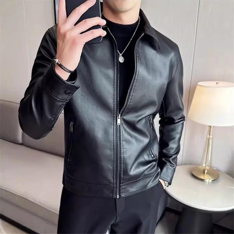 Veste en cuir de style coréen pour hommes