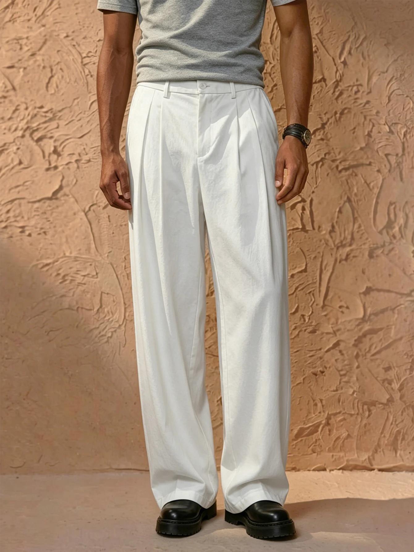 Pantalon de costume droit taille haute italien pour homme