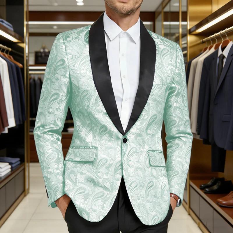 Blazer de smoking pour homme en jacquard Paisley brillant