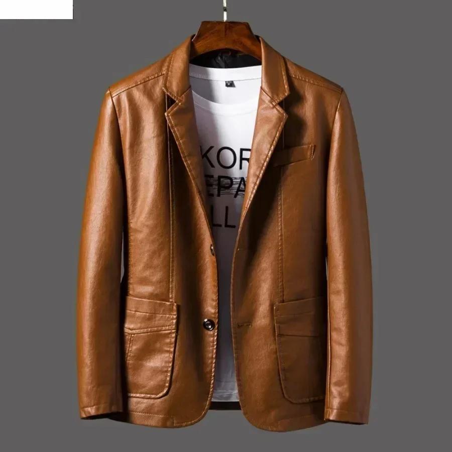 Nouvelle veste en cuir pour hommes d'affaires décontracté revers