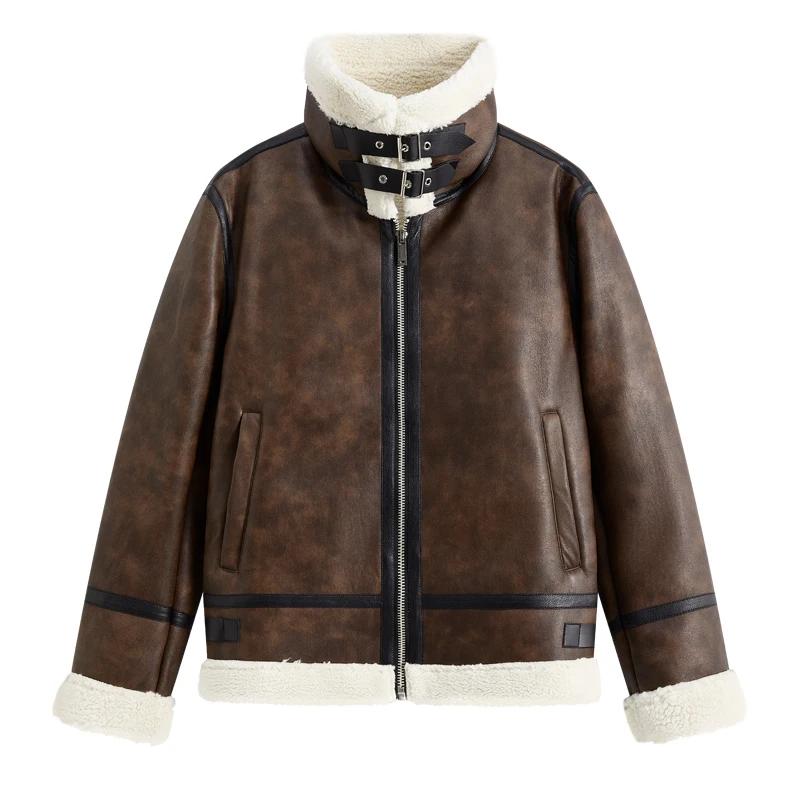 Veste en cuir d'agneau rétro pour hommes