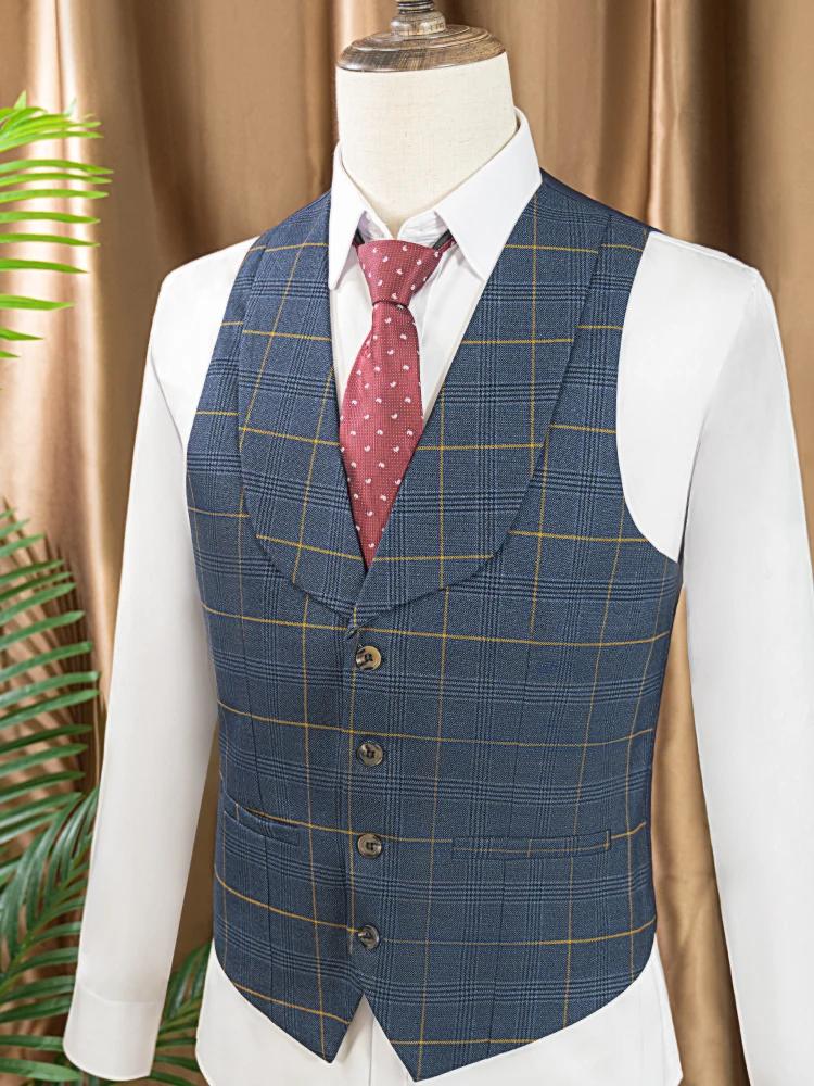 Ensemble de costume à carreaux 3 pièces de haute qualité