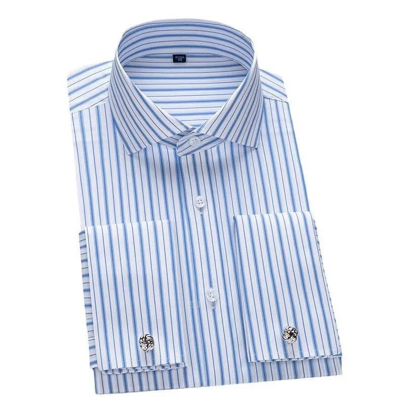 2025 Windsor col coupe ajustée Modal nouveaux hommes chemise française à manches longues robe d'affaires bouton de